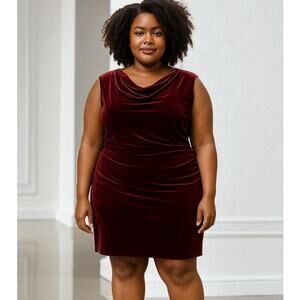 Jessica Howard Plus Velvet Mini Cocktail Party Dress Red Size 18W NEW w/tags